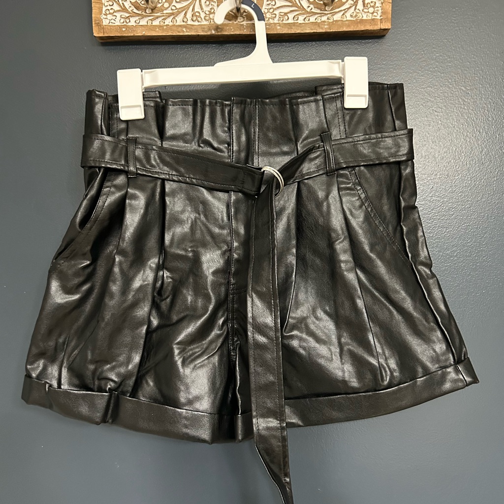 Madden Nyc High Waist Faux Leather Shorts